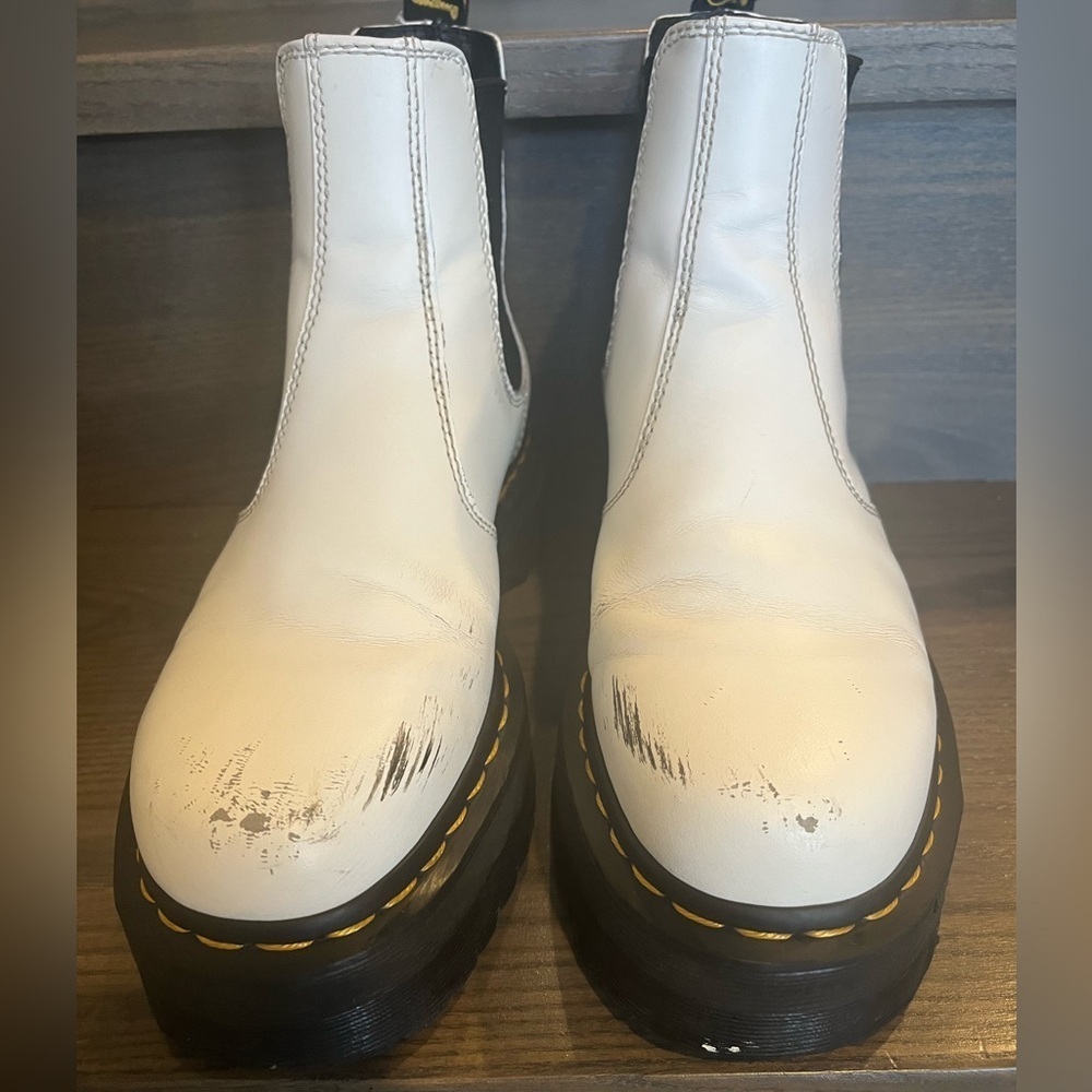 Dr. Martens White Leather Platform Chelsea Boot - Picture 6 of 14